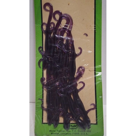 VINTAGE MISTER TWISTER 10 CT. GRAPE 4" SUPER LIZARD FISHING LURES NEW OLD STOCK - Picture 3 of 5